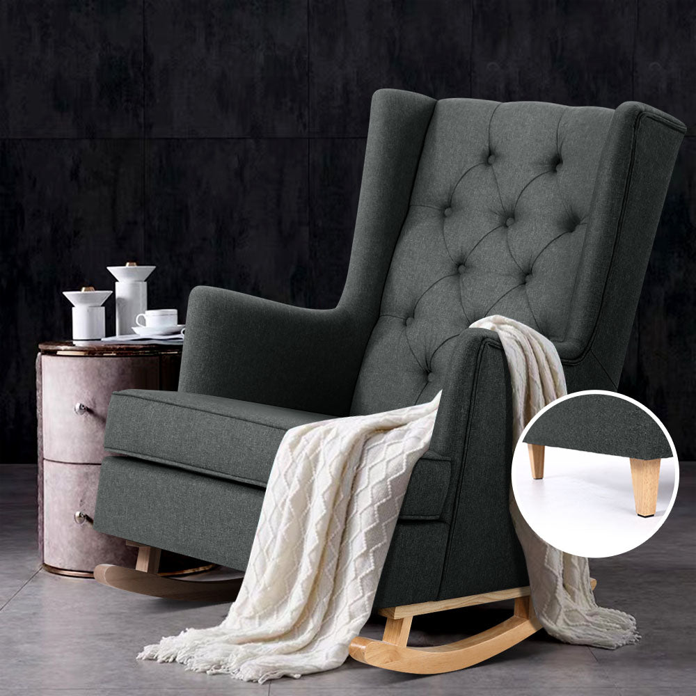 Tufted Wingback Gaia Rocking Chair