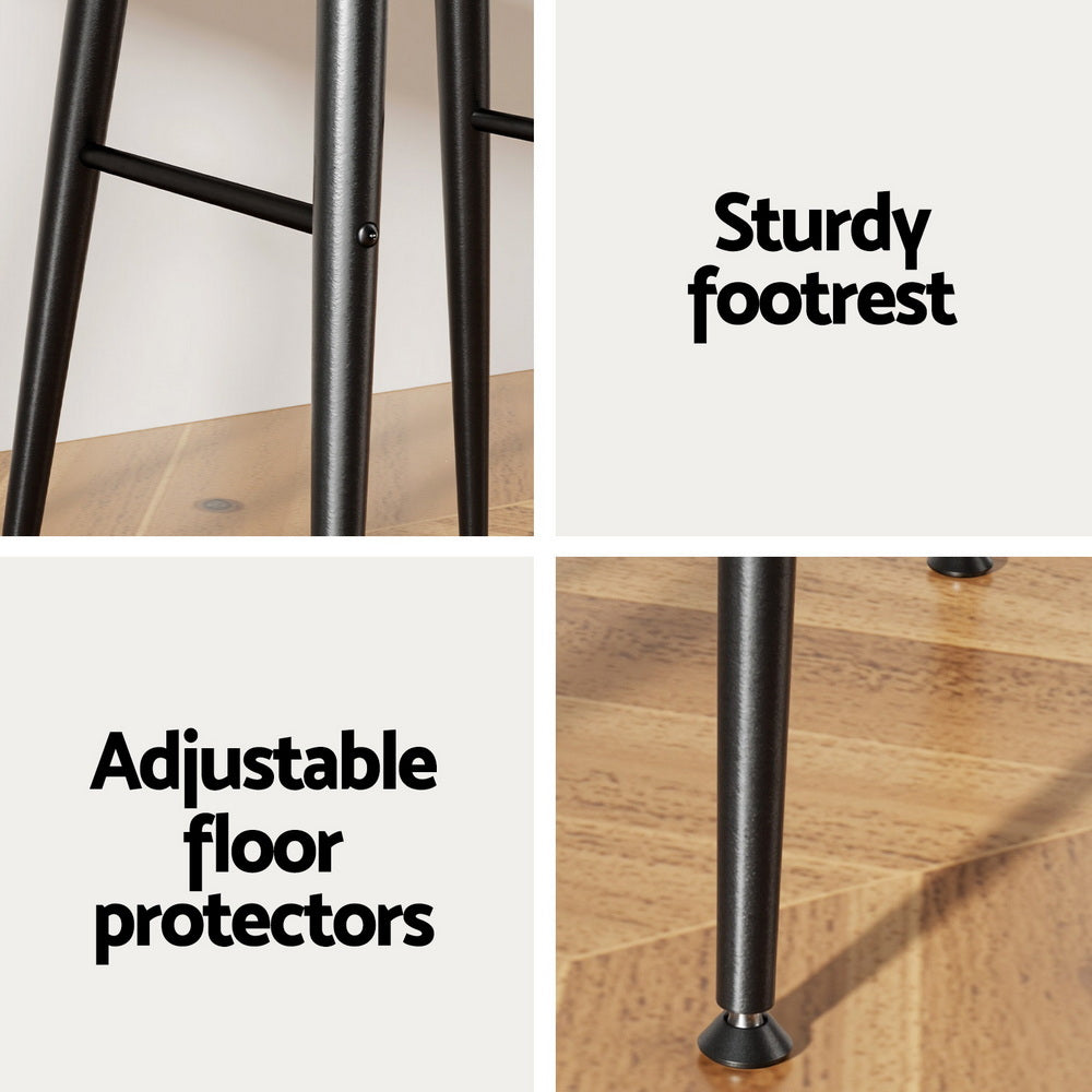 Artiss 4x Bar Stools Kitchen Dining Chairs Counter Round PU leather Lane Brown