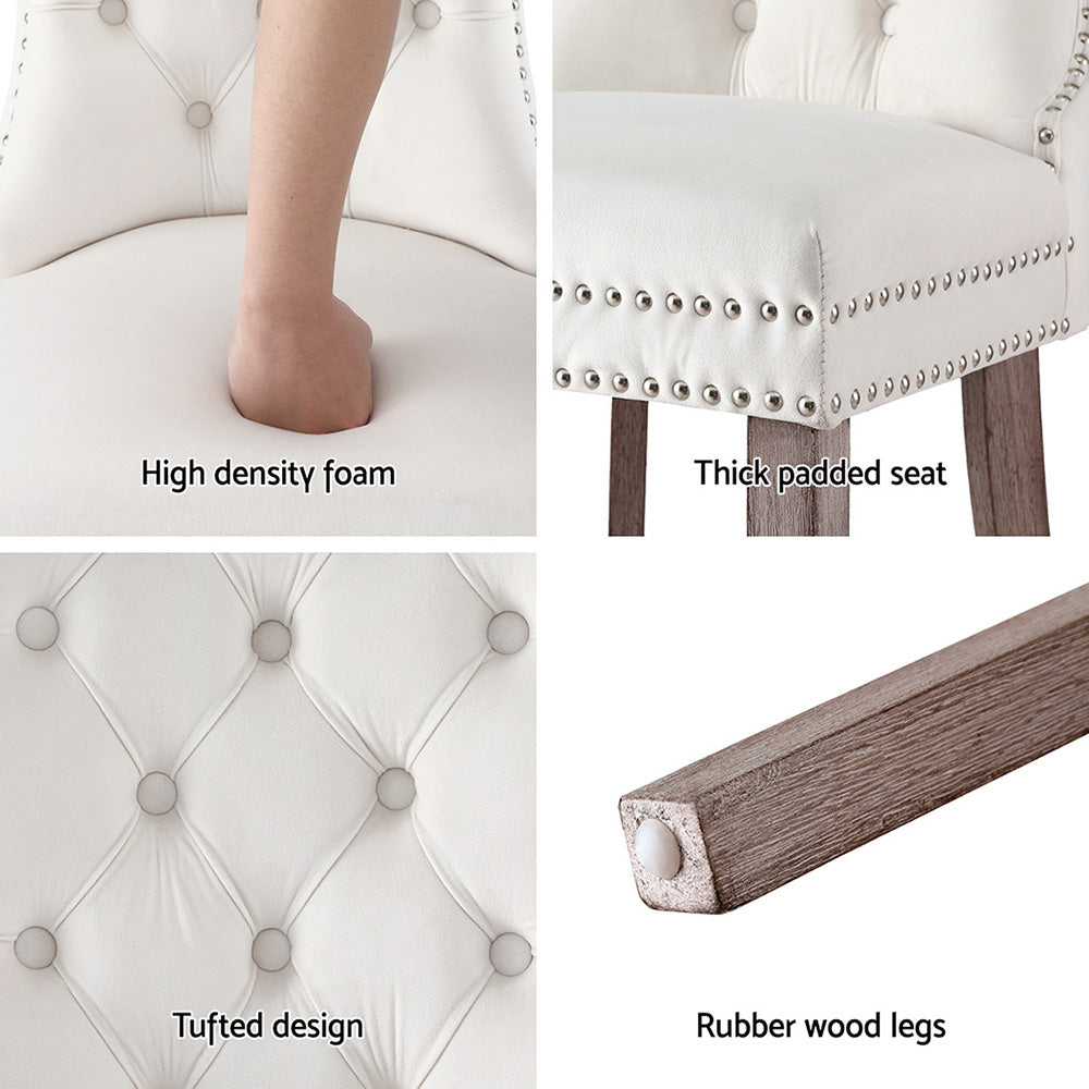 1 Set of 4 Artiss Dining Chairs Beige Velvet