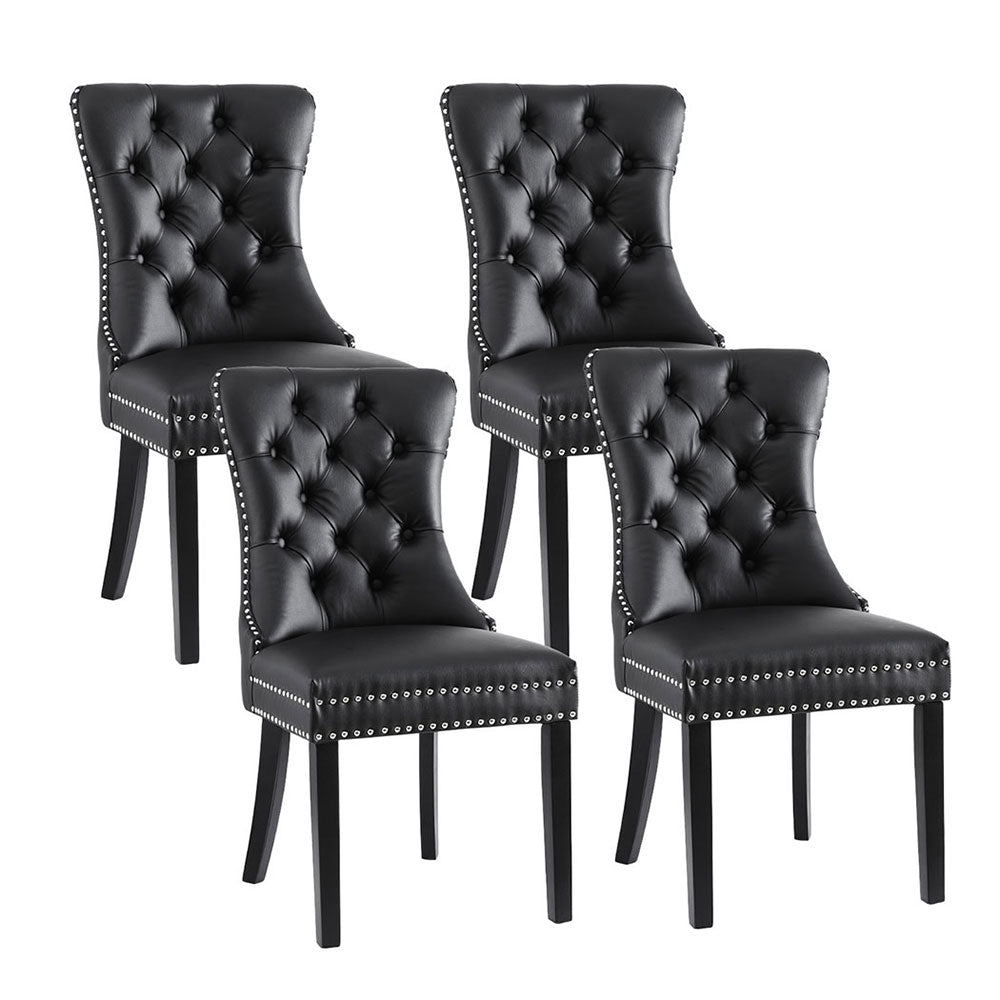 1 Set of 4 Artiss Dining Chairs Black Leather