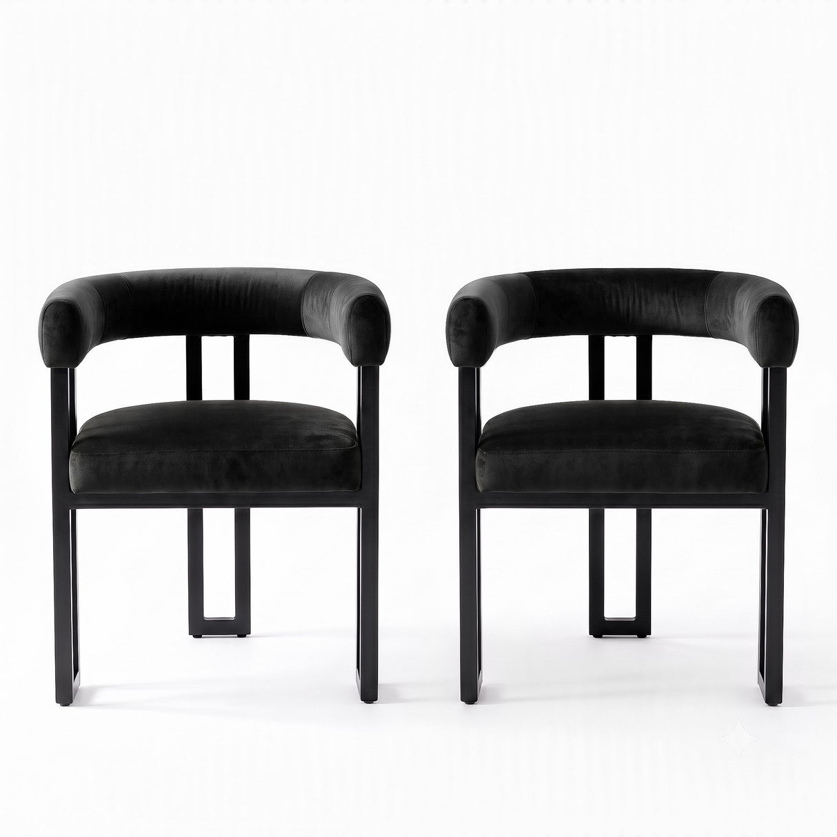 Artiss Dining Chairs Set of 2 Velvet Upholstered Barrel Chairs with Curved Armrests & Back Black