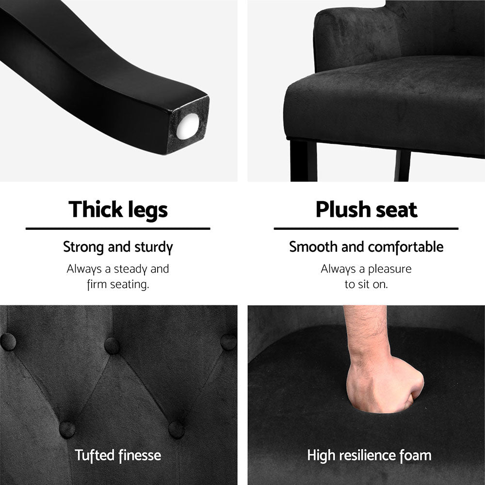 4x Artiss Dining Chairs Velvet French Provincial Armchair Black