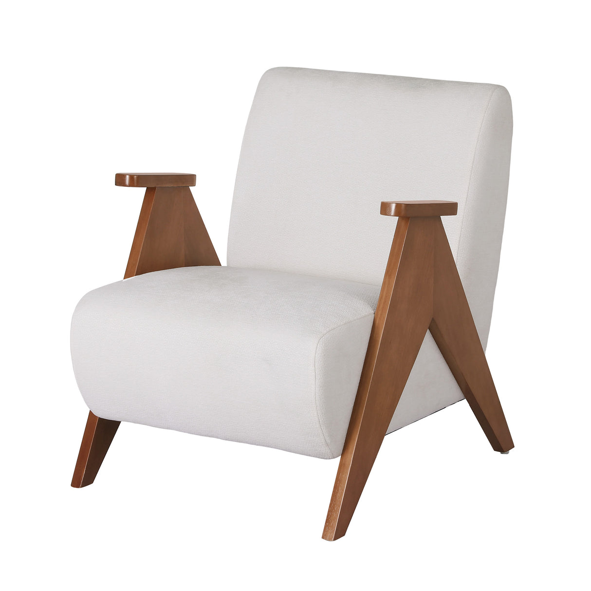 Artiss Armchair Accent Chair Sturdy Upholstered Solid Wood Chenille Fabric White