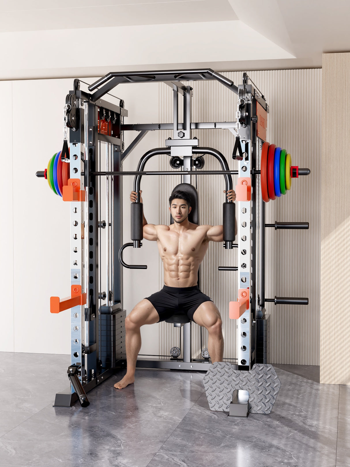 SmartFit M1 Ultra Leg Press and Chest Fly Multi Functional Training Smith Machine Home Gym with 130kgs pin loaded package