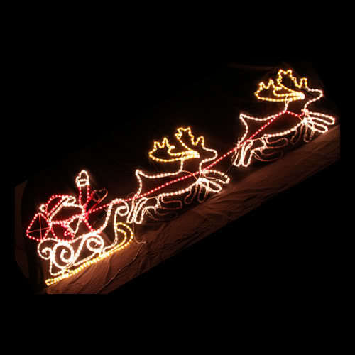 Samland Led Santa on Sleigh Reindeer Rope Light