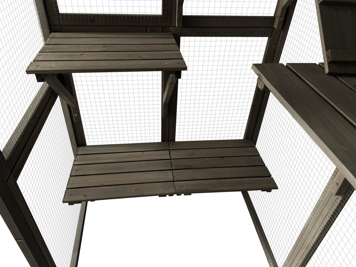 Samland Wooden Cat Cage Walk in Cat Condo House Kitten Ferret Enclosure Cage