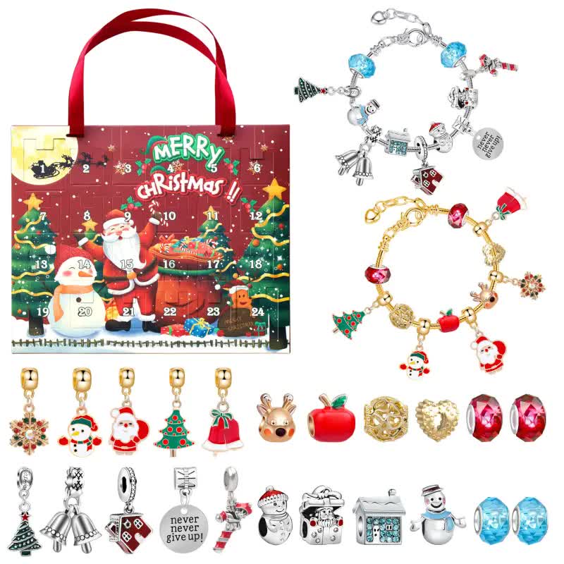 Christmas Advent Calendar 2026 Girls, 24 Days Xmas Countdown Calendar Jewelry Bracelet Set, DIY Bracelets Ornament Christmas Vacation Advent Calendar, Christmas Gift Set for Girls Boys Kids Women