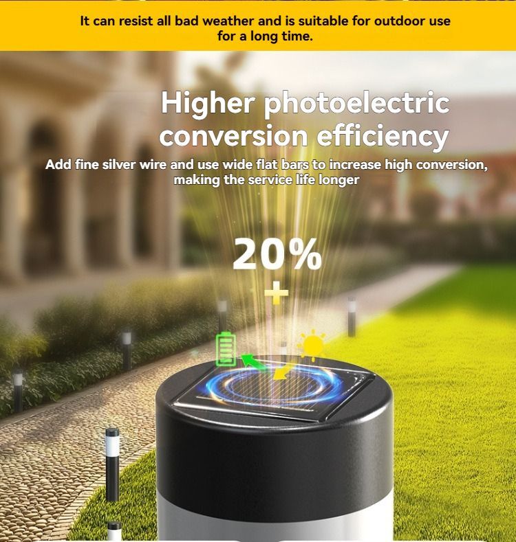 solar lawn lights, stainless steel outdoor lights, 3-LED garden lights, waterproof outdoor lights, modern outdoor lighting, cylindrical solar lights, Australian outdoor lights - Black with white light - Size 1PCS
