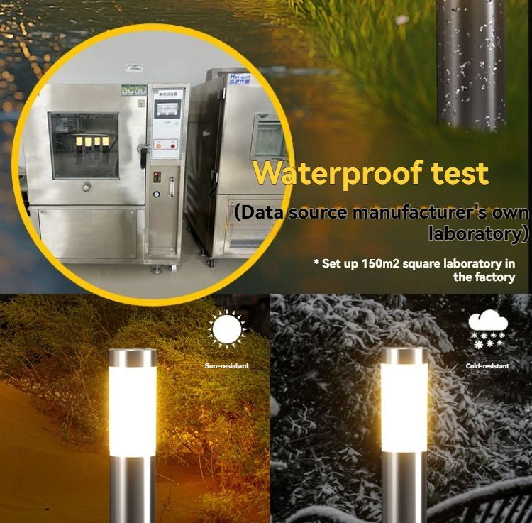 solar lawn lights, stainless steel outdoor lights, 3-LED garden lights, waterproof outdoor lights, modern outdoor lighting, cylindrical solar lights, Australian outdoor lights - Black with white light - Size 2PCS