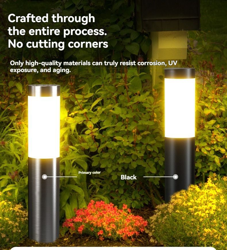 Solar Lawn Lights Stainless Steel Outdoor Lights 3-LED Garden Lights Waterproof - Silver white light - Size 1PCS