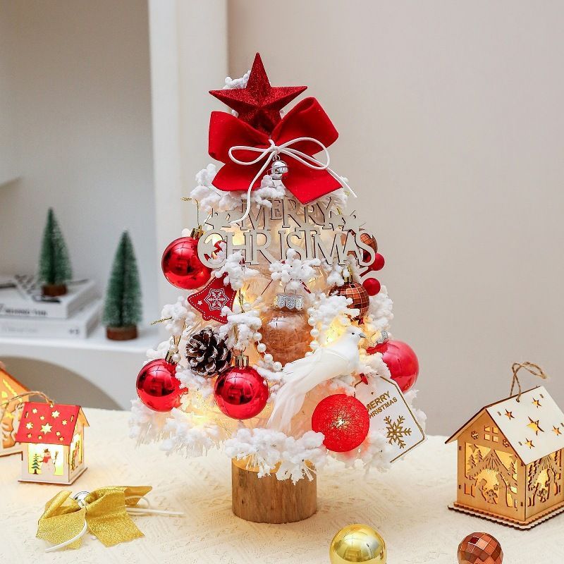 mini desktop Christmas tree, flocked pink Christmas tree, Christmas tree set, Christmas decorations, DIY Christmas tree, Christmas gift, office Christmas decor, festive tabletop tree - Christmas - Size 5