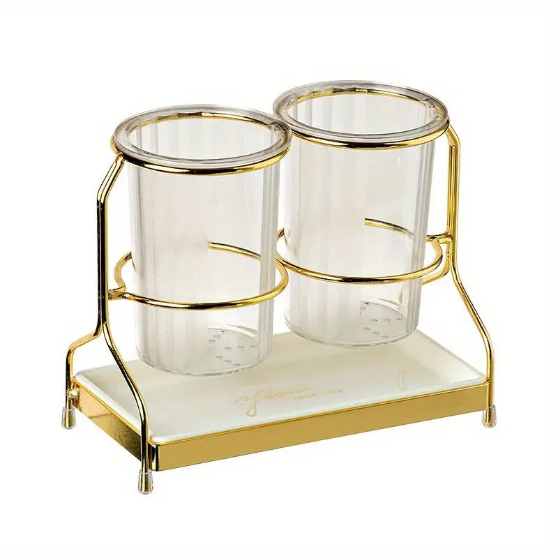 Transparent gold ink color Luxury Wall-Mounted Cutlery Holder, Household Knife Fork Spoon Organizer, New Kitchen Utensil Drainer and Chopstick Container, Tableware Storage Rack