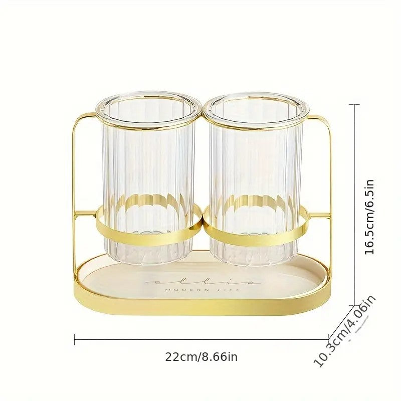 Transparent gold ink color Luxury Wall-Mounted Cutlery Holder, Household Knife Fork Spoon Organizer, New Kitchen Utensil Drainer and Chopstick Container, Tableware Storage Rack