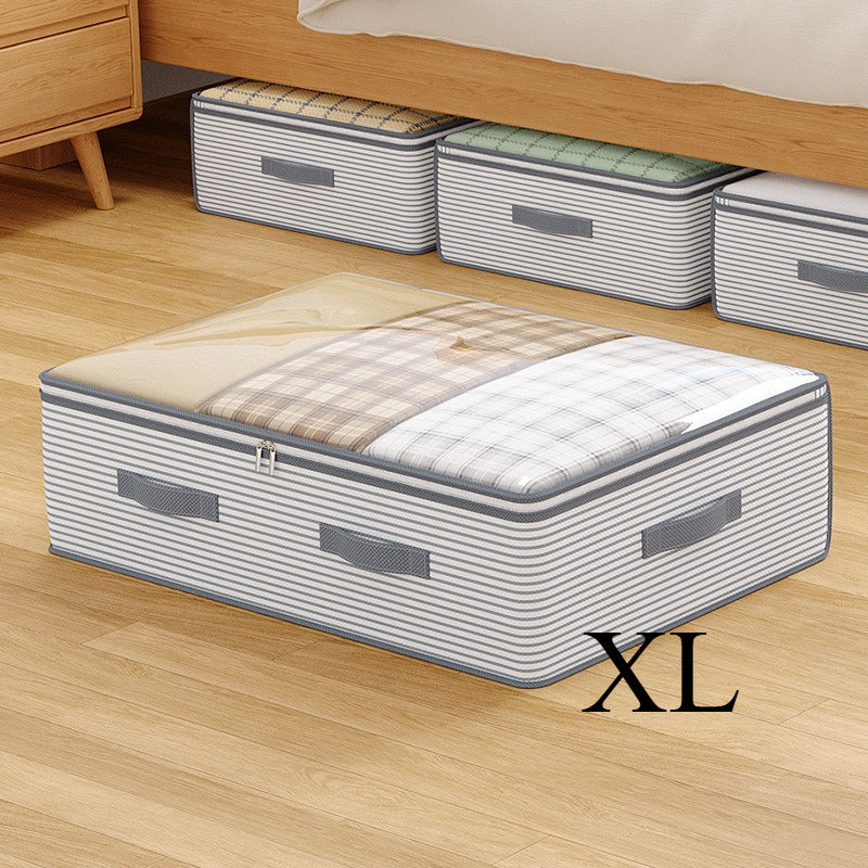 Large Storage Organizer Bag - Made from heavy-duty non-woven fabric with transparent windows, multi-layer clothing storage box suitable for wardrobes, under-bed, and travel. (L)