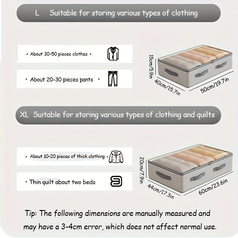 Large Storage Organizer Bag - Made from heavy-duty non-woven fabric with transparent windows, multi-layer clothing storage box suitable for wardrobes, under-bed, and travel. (XL)