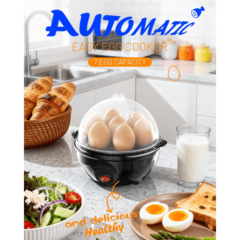 Electric steamed egg cooker | One-touch operation, quick and easy to prevent mistakes, easy to clean, black - PVC material, 220V- 240V power supply, Australian plug