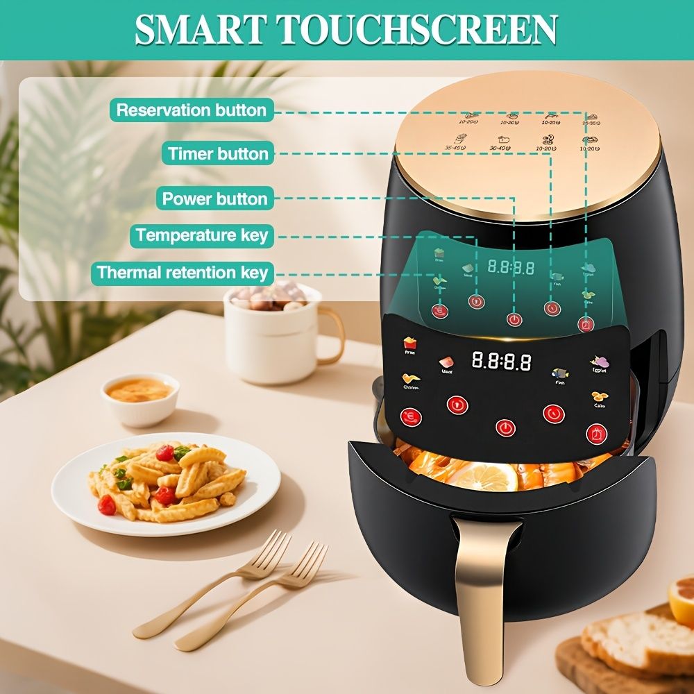 "5L Intelligent Touch · Healthy Fresh Cooking Air Fryer (Pre-set Menu / 360° Hot Air / No Oil Light Car)"