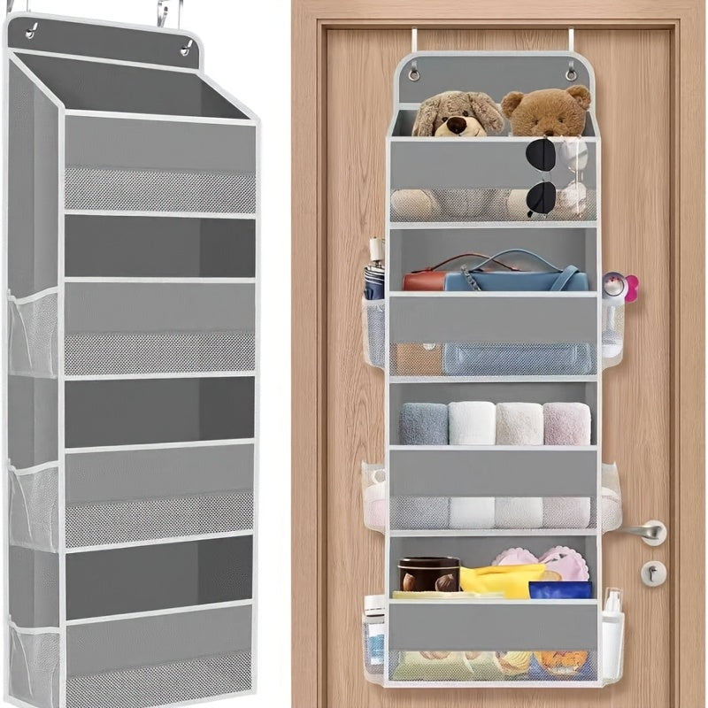 Storage Marvel in Black & Gray — 3-Tier Over-the-Door Organizer with 3 Large Pockets. Sturdy and Anti-Tip Design for Strong Load-Bearing. A Neat Solution for Bedroom, Bathroom & Storage Room.(BLACK)