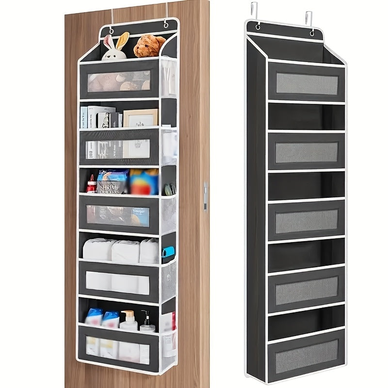 Storage Marvel in Black & Gray — 5-Tier Over-the-Door Organizer with 5 Large Pockets. Sturdy and Anti-Tip Design for Strong Load-Bearing. A Neat Solution for Bedroom, Bathroom & Storage Room.(BLACK)