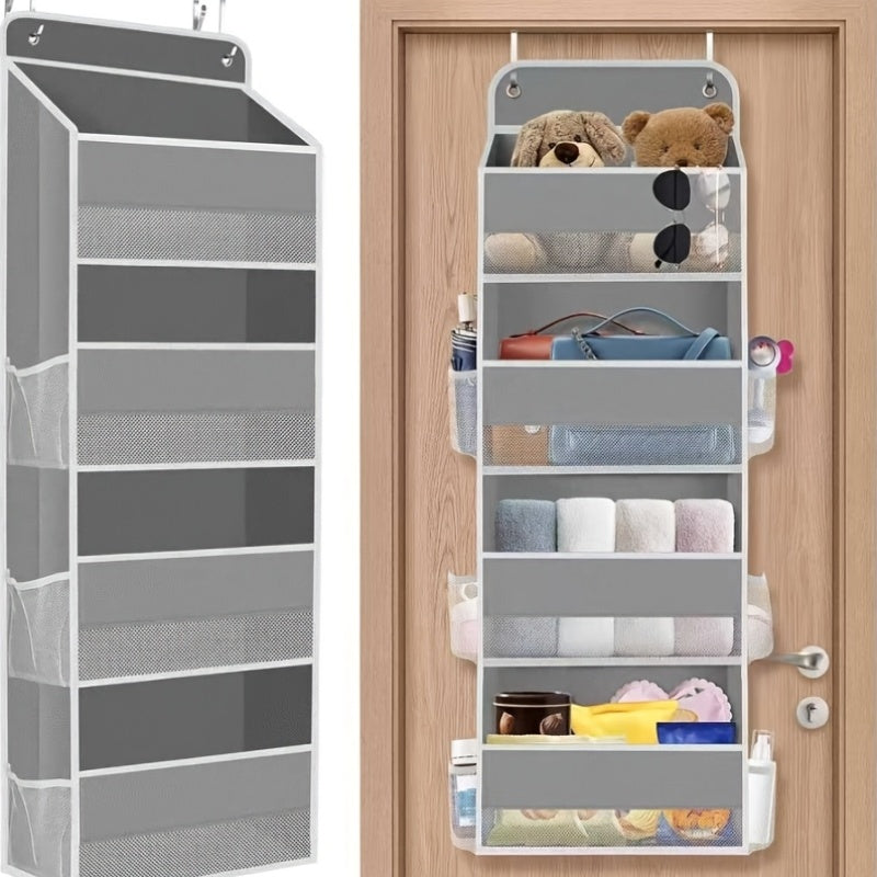 Storage Marvel in Black & Gray — 5-Tier Over-the-Door Organizer with 5 Large Pockets. Sturdy and Anti-Tip Design for Strong Load-Bearing. A Neat Solution for Bedroom, Bathroom & Storage Room.(GREY)