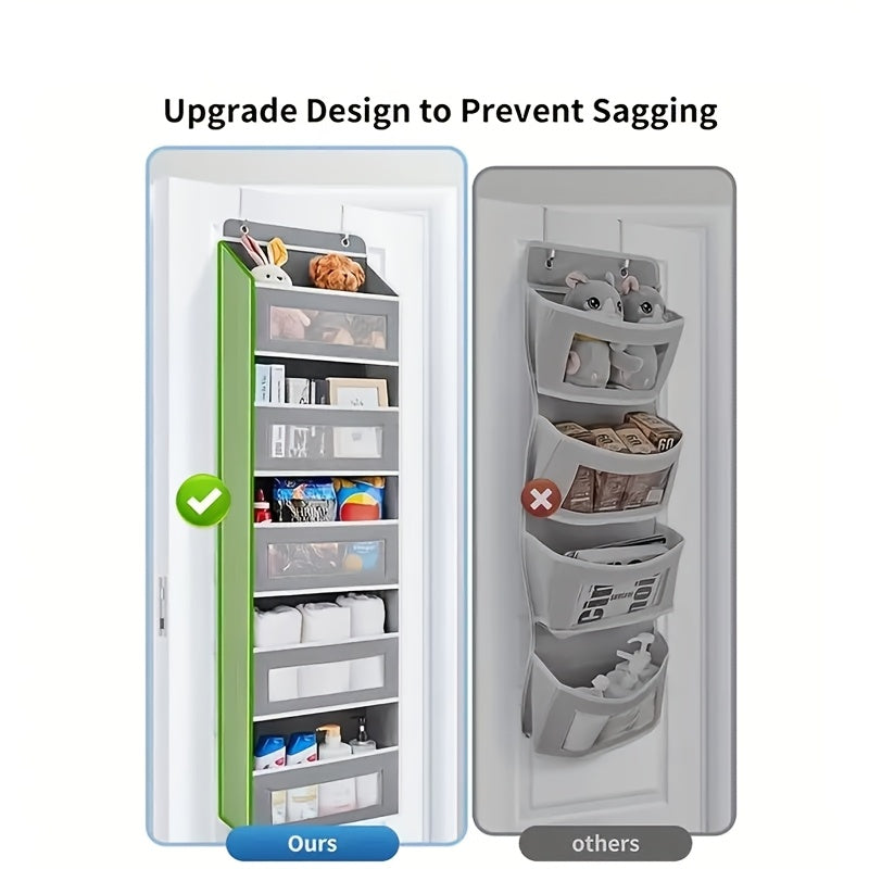 Storage Marvel in Black & Gray — 5-Tier Over-the-Door Organizer with 5 Large Pockets. Sturdy and Anti-Tip Design for Strong Load-Bearing. A Neat Solution for Bedroom, Bathroom & Storage Room.(GREY)