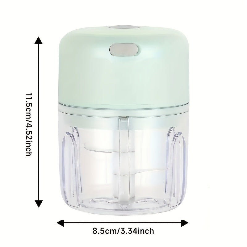 GREEN Mini Electric Garlic Chopper, Meat Grinder, and Vegetable Chopper, USB Rechargeable Mini Food Blender, Efficient Small Food Processor, Suitable for Ginger, Chili, Fruits, and Meat