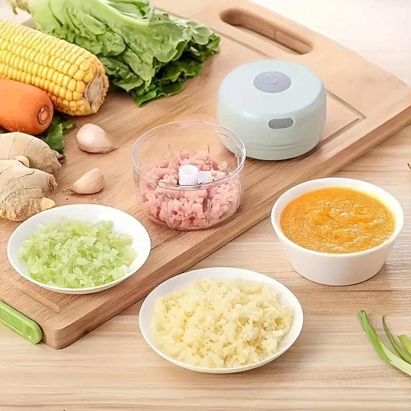 GREEN Mini Electric Garlic Chopper, Meat Grinder, and Vegetable Chopper, USB Rechargeable Mini Food Blender, Efficient Small Food Processor, Suitable for Ginger, Chili, Fruits, and Meat
