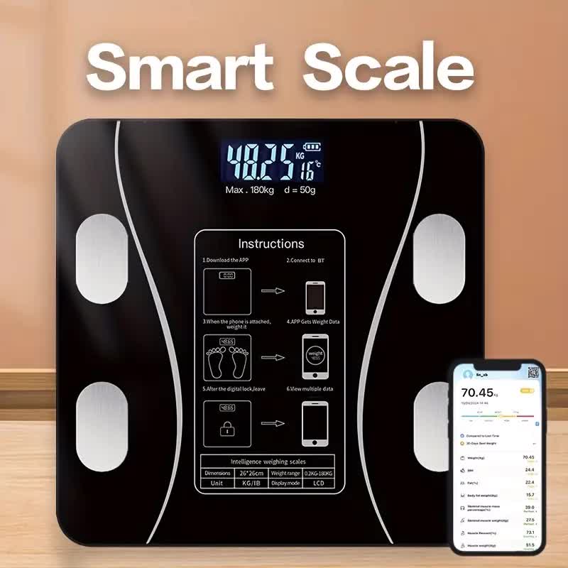 Smart Electronic Scale | UAEUUI Body Fat Scale, Bathroom Scale, Small Household Scale, with LCD Digital Display, Wireless, Battery Powered