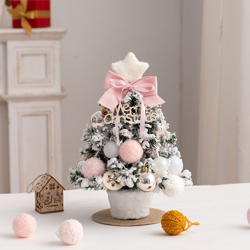 mini desktop Christmas tree, flocked pink Christmas tree, Christmas tree set, Christmas decorations, DIY Christmas tree, Christmas gift, office Christmas decor, festive tabletop tree - Christmas - Size 1