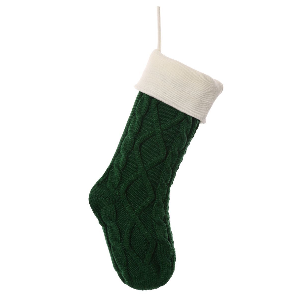 Christmas stocking, knitted stocking, diamond pattern stocking, wool Christmas stocking, festive decorations, holiday stockings, fireplace stocking, Aussie Christmas decor, Christmas gift idea - Green - Size 2PCS