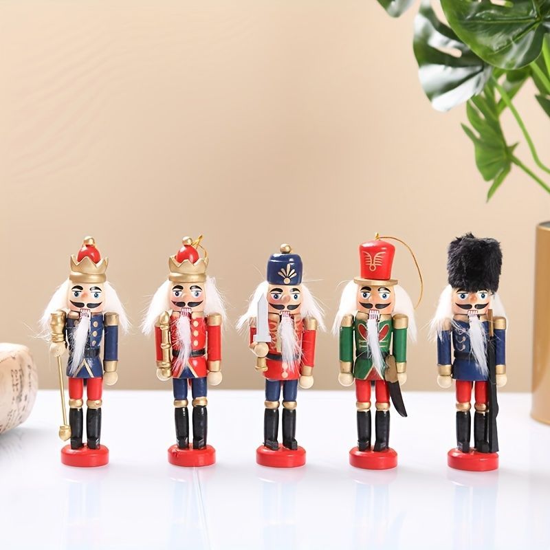 Nutcracker Soldier Figurine Set, Christmas Decorations, Birthday Gift, Hand-painted Nutcrackers, Holiday Decor, Australian Christmas Decor, Kids Gift, Figurine Collection, Festive Home Decor - Red - Size 12pcs