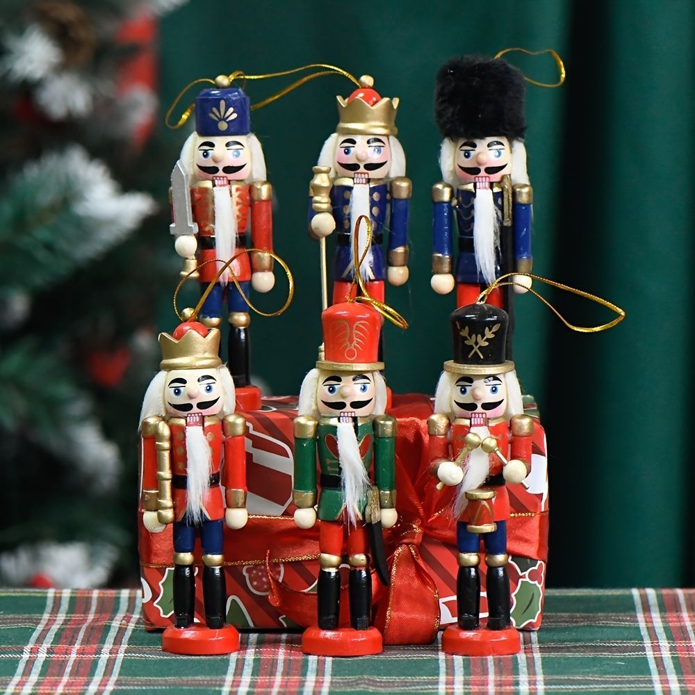 Nutcracker Soldier Figurine Set, Christmas Decorations, Birthday Gift, Hand-painted Nutcrackers, Holiday Decor, Australian Christmas Decor, Kids Gift, Figurine Collection, Festive Home Decor - Red - Size 12pcs