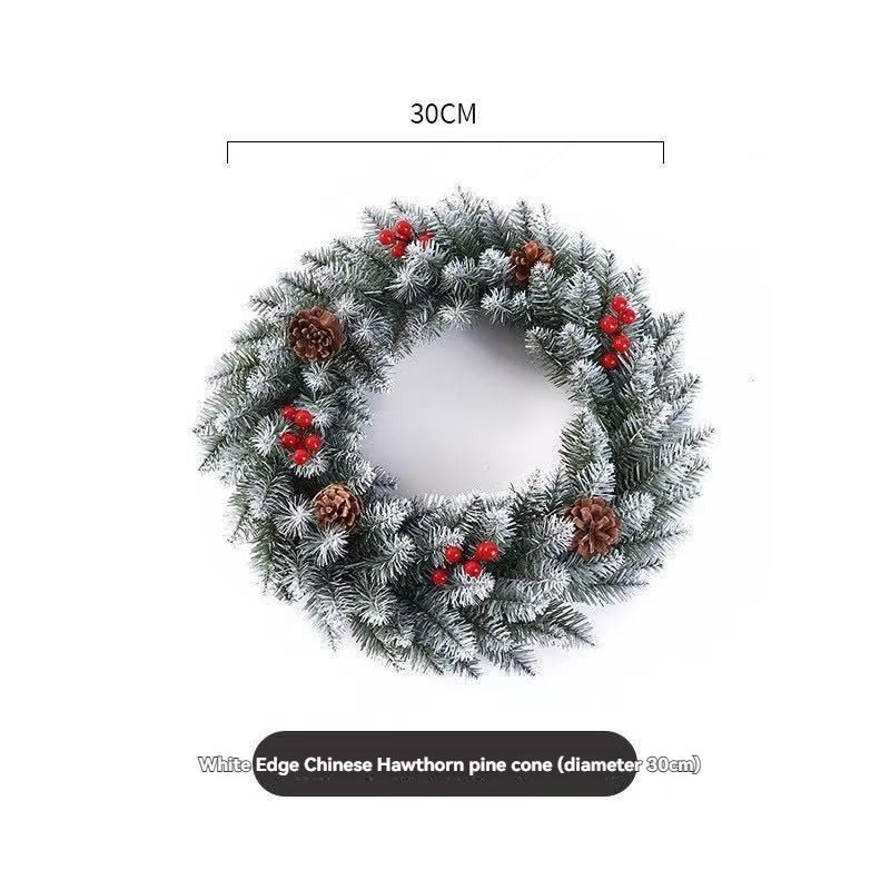 Christmas wreath, artificial wreath, red berries, pine cones, 30CM wreath, Christmas decoration, festive home decor, wreath for door, holiday centrepiece - White - Size 40CM
