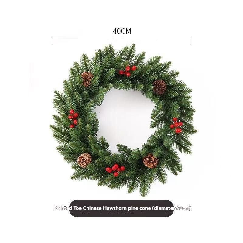 Christmas wreath, artificial wreath, red berries, pine cones, 30CM wreath, Christmas decoration, festive home decor, wreath for door, holiday centrepiece - White - Size 40CM