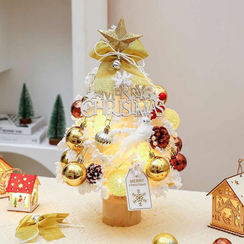 mini desktop Christmas tree, flocked pink Christmas tree, Christmas tree set, Christmas decorations, DIY Christmas tree, Christmas gift, office Christmas decor, festive tabletop tree - Christmas - Size 4