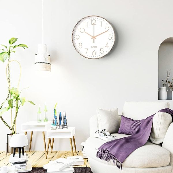 Minimalist Wall Clock (Silver), 30 cm (12 inches) Modern Silent Wall Clock, Silent Quartz Movement