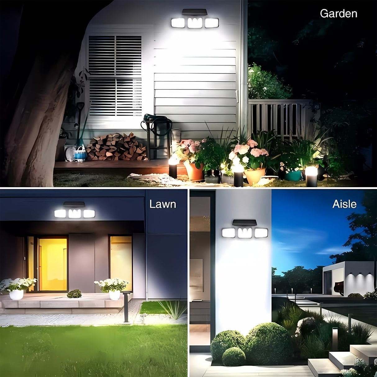 74 LED solar sensor lights with motion sensor, 3 brightness modes, outdoor wall lights, suitable for front door, courtyard, garage, terrace