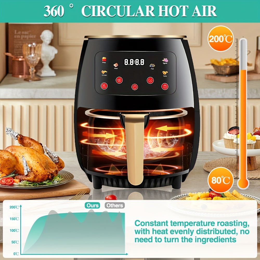 "5L Intelligent Touch · Healthy Fresh Cooking Air Fryer (Pre-set Menu / 360° Hot Air / No Oil Light Car)"
