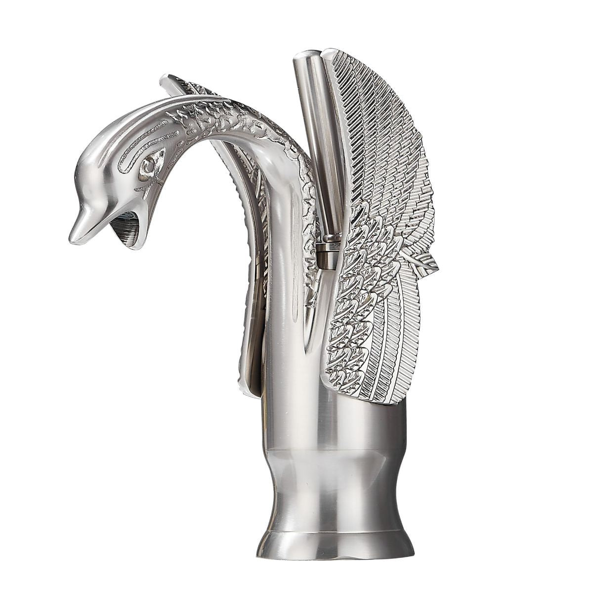 Swan-Shaped Bathroom Faucet – Single-Handle Single-Hole Sink Faucet, Deck-Mounted, Short Model, Elegant Vanity Faucet for Bathroom - White-Gold - Size 19cm