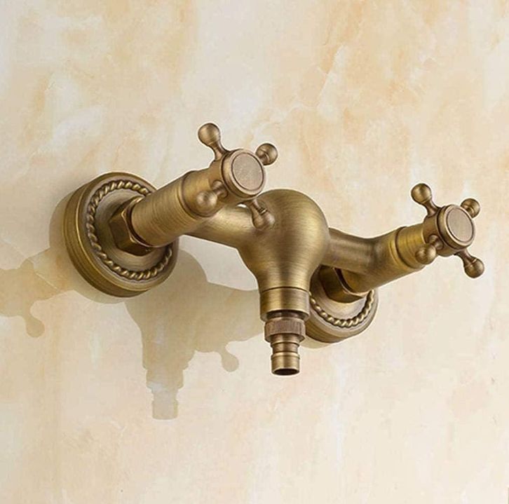Brass Bathtub Faucet with Antique Finish – Wall-Mounted Hot & Cold Water Faucet for Bathroom and Shower