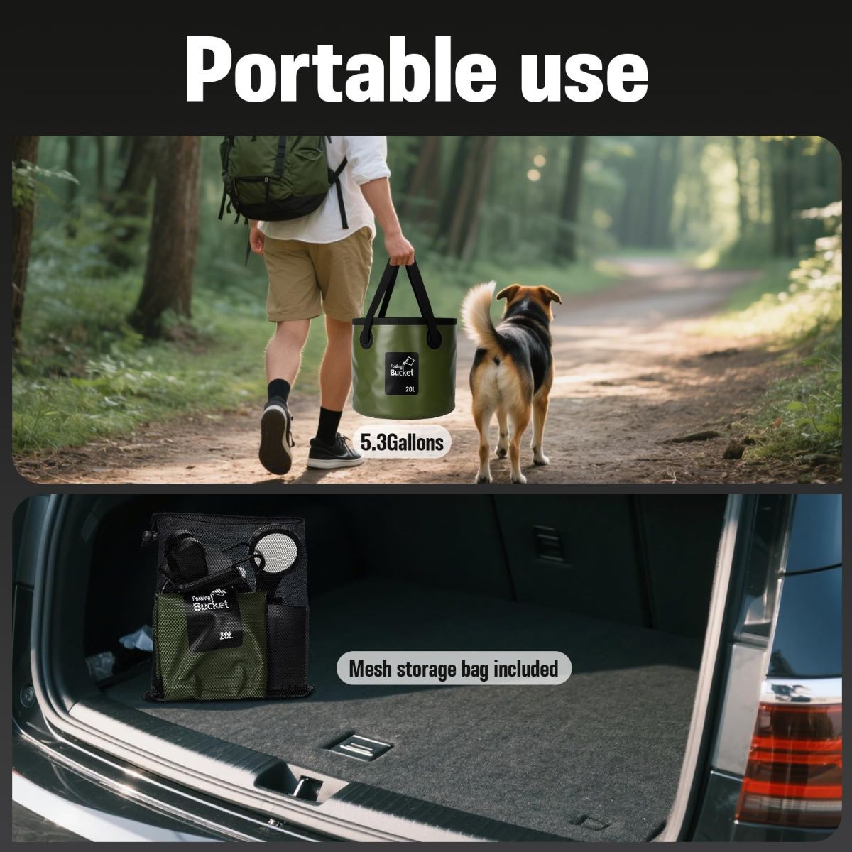 Portable Camping Shower, 6000mAh Rechargeable Outdoor Shower Pump 4 Spray Modes & Speeds, Ipx7 Waterproof, LED Display, Portable Shower for Camping, Car & Pet - Gray - Size 5.3-gallon bucket