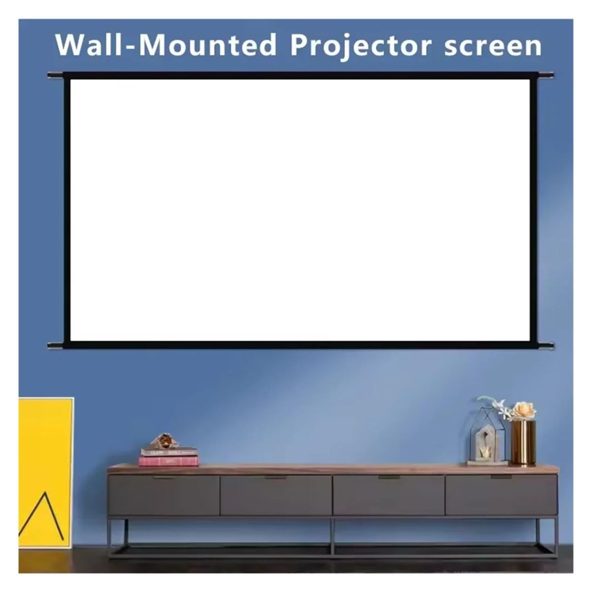 60 Inch Wall Mounted Projector Screen, Foldable White Wrinkle-Free, 160° Viewing Angle for Home Theater, Movie Nights, Gaming, Office, Classroom & Backyard Cinema - White