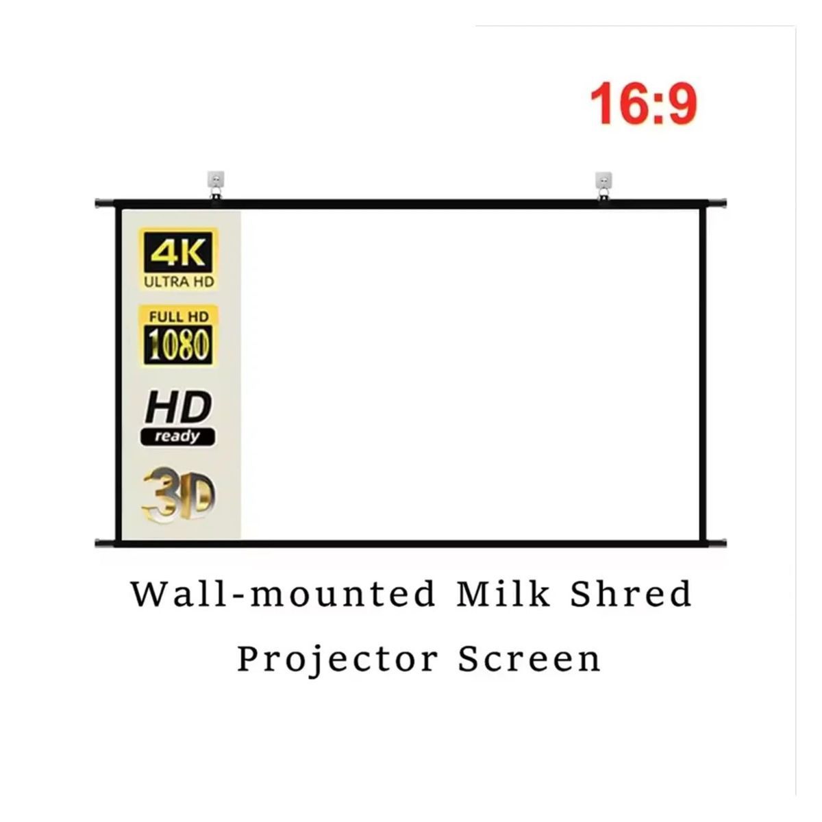 84 Inch Wall Mounted Projector Screen, Foldable White Wrinkle-Free, 160° Viewing Angle for Home Theater, Movie Nights, Gaming, Office, Classroom & Backyard Cinema - White