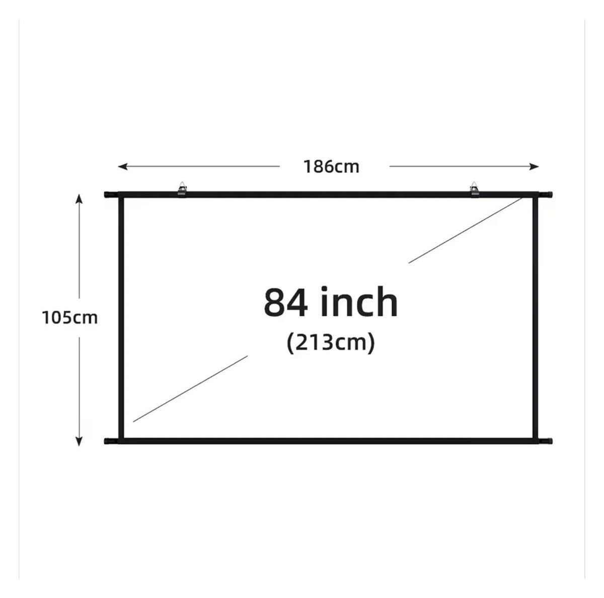 84 Inch Wall Mounted Projector Screen, Foldable White Wrinkle-Free, 160° Viewing Angle for Home Theater, Movie Nights, Gaming, Office, Classroom & Backyard Cinema - White