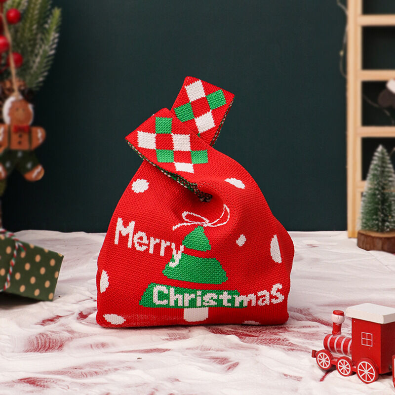 Christmas gift 4-Pack Christmas Knitted Gift Bags - Small & Big Festive Pouches for Apples, Candies, Christmas Eve Gifting & DecorationProduct(S)