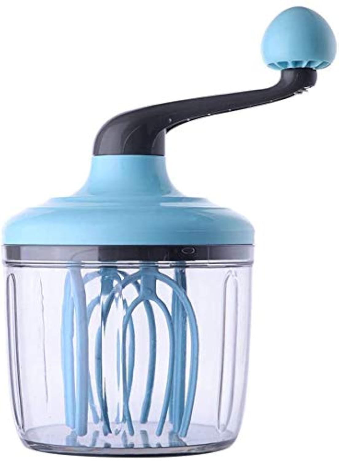 Hand-Crank Egg Beater with 4-Axis Stir Bar – Manual Kitchen Mixer for Whipping Cream, Eggs & Batter – Food-Grade Plastic & Stainless Steel Design (Blue)