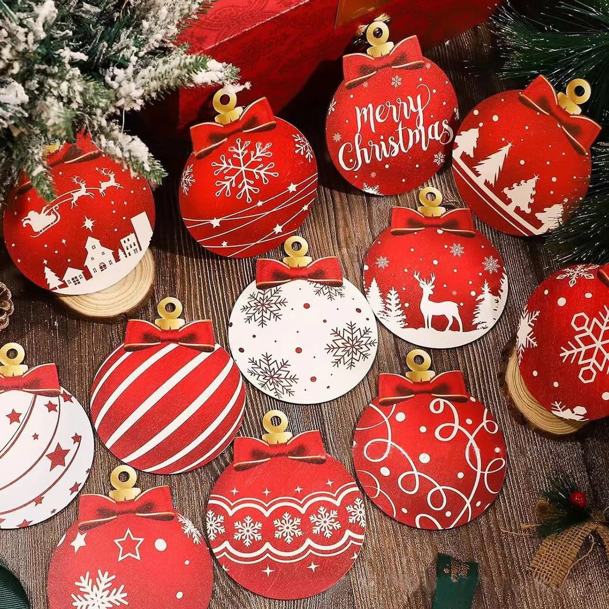 Festive Christmas Tree Ornaments For Holiday Home Party Decoration And Xmas Tree Hanging (red)