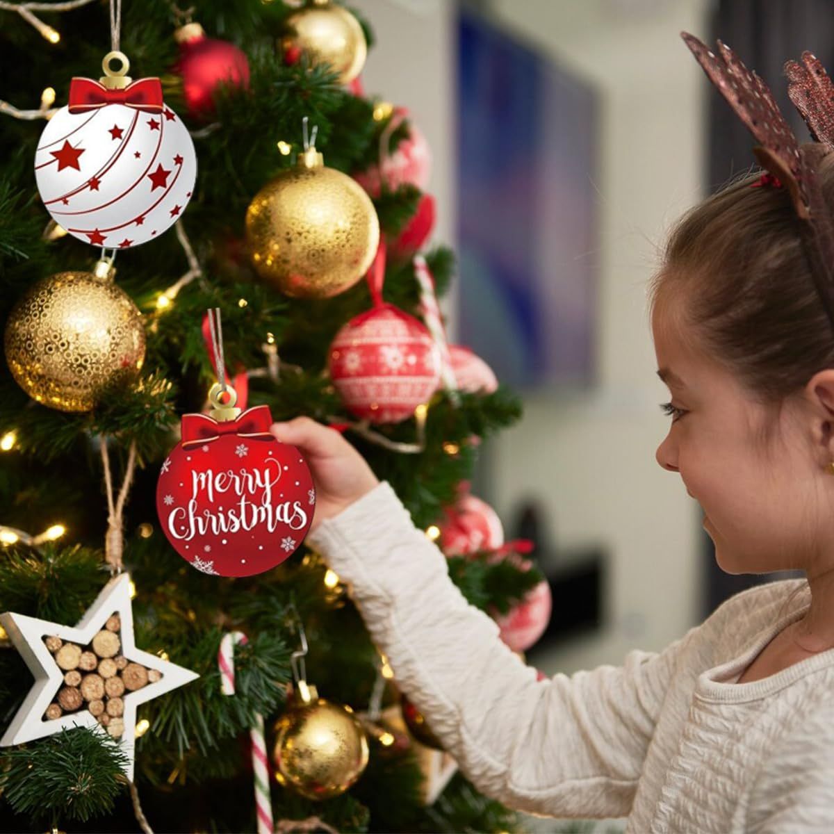 Festive Christmas Tree Ornaments For Holiday Home Party Decoration And Xmas Tree Hanging (red)