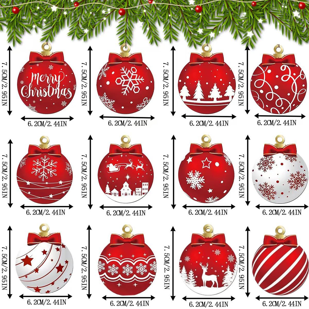 Festive Christmas Tree Ornaments For Holiday Home Party Decoration And Xmas Tree Hanging (red)