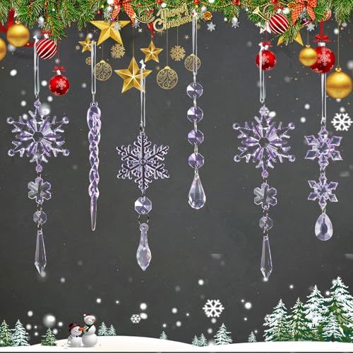 18-Piece Crystal Christmas Ornament Set for Tree, Party & New Year Decor (purple)